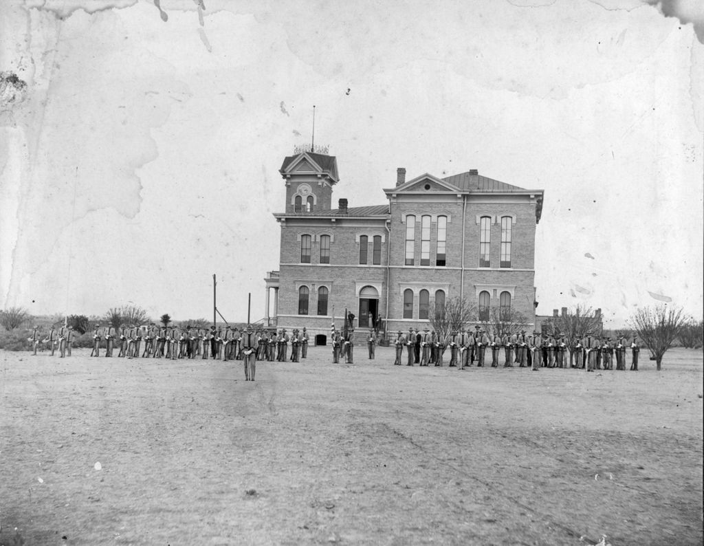 ROTC training in front of Old Main building