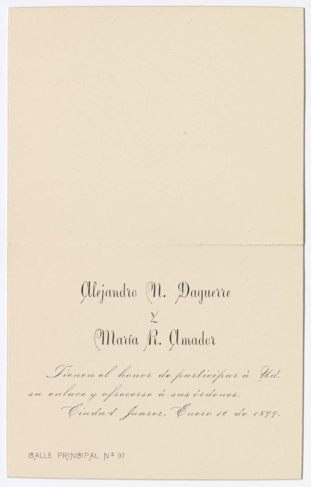 Miniature of Business communication to Jesus García from Alejandro N. Daguerre and Maria R. Amador, January 16, 1899