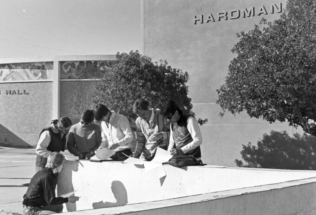 Miniature of Students working outside Hardman Hall