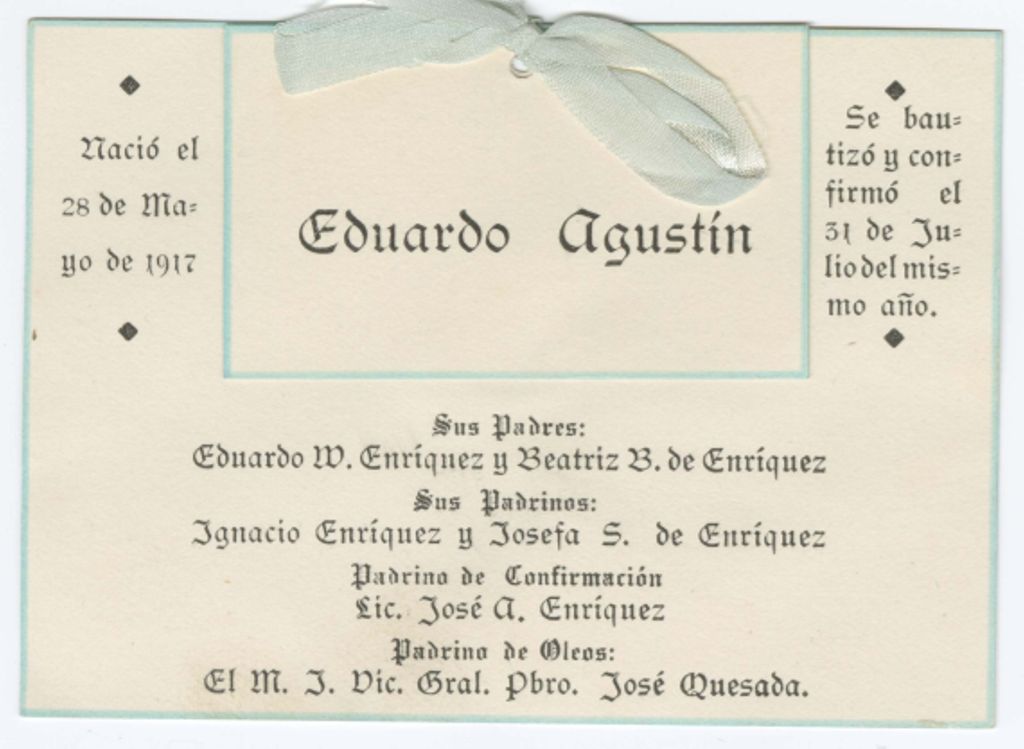 Miniature of Invitation to Antonio Terrazas for a baptism and confirmation, July 31, 1917