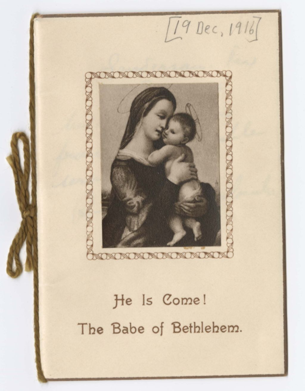 Miniature of Reverend Joseph Coulombe to Antonio Terrazas, December 1916