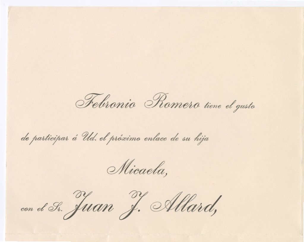 Miniature of Invitation to Antonio Terrazas for a wedding, June 12, 1901