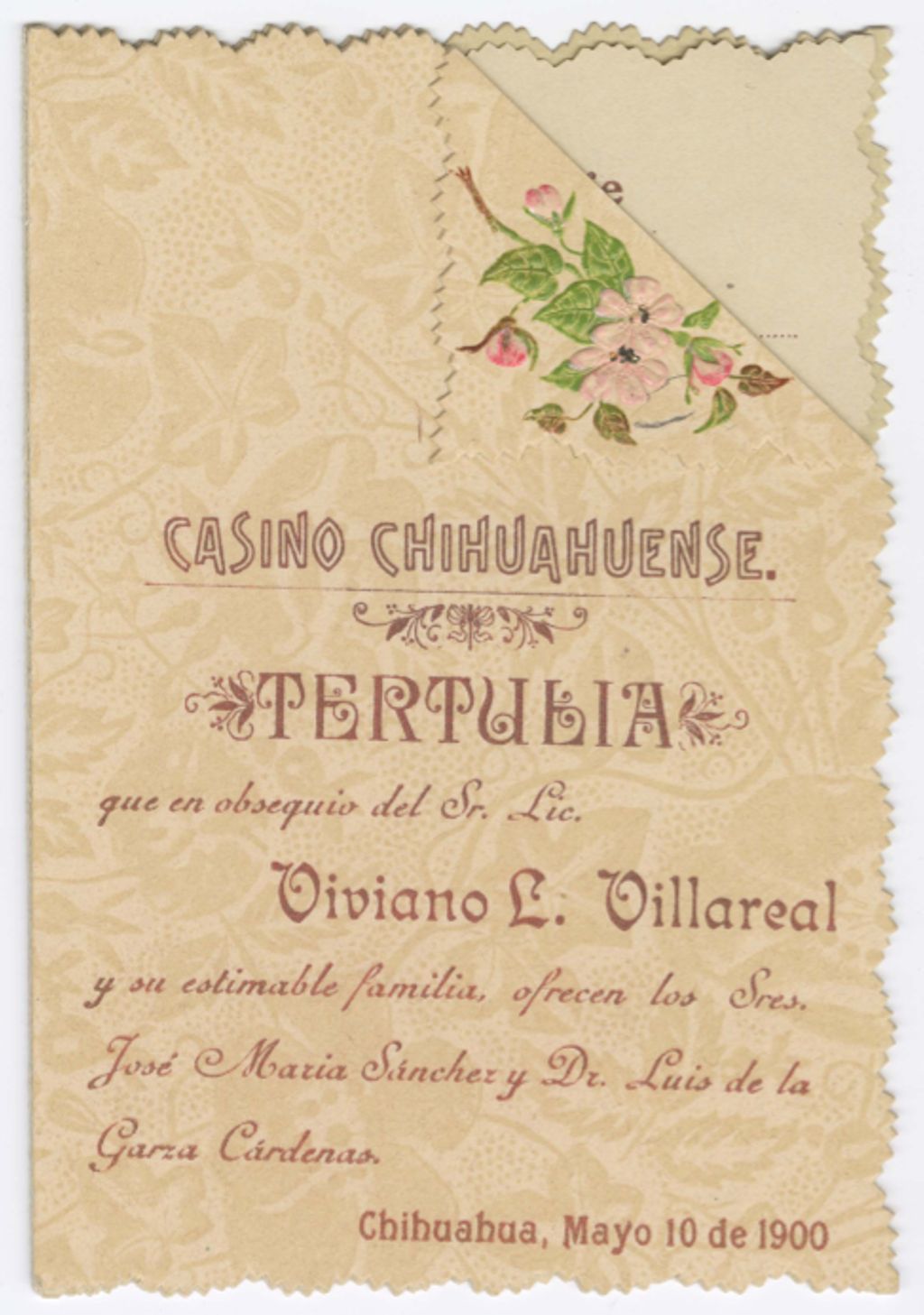 Miniature of Invitation to Antonio Terrazas for a ball, May 10, 1900