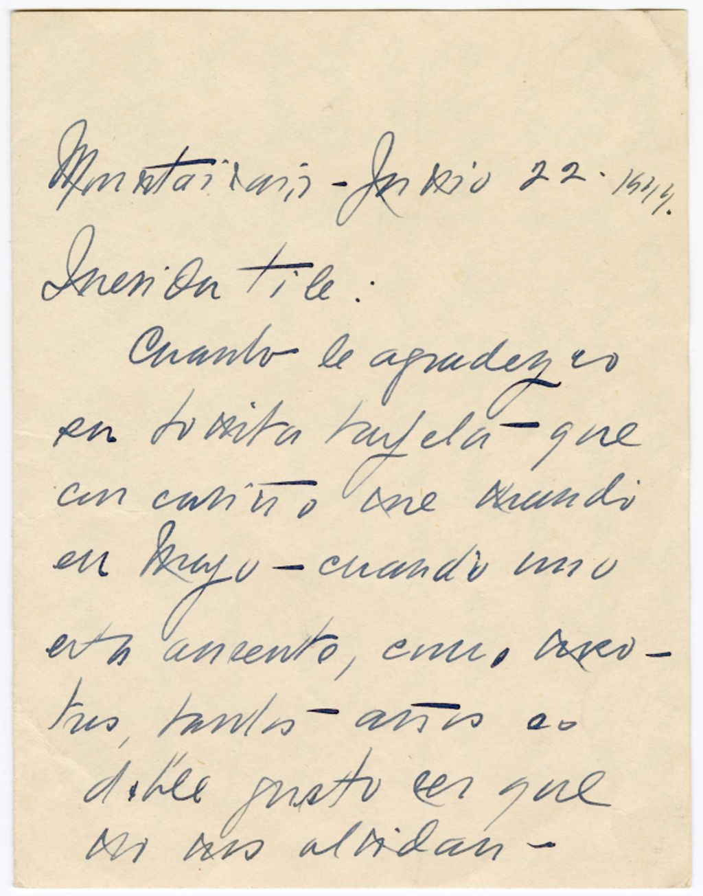 Miniature of Unknown sender to Clotilde Amador de Terrazas, June 22, 1944