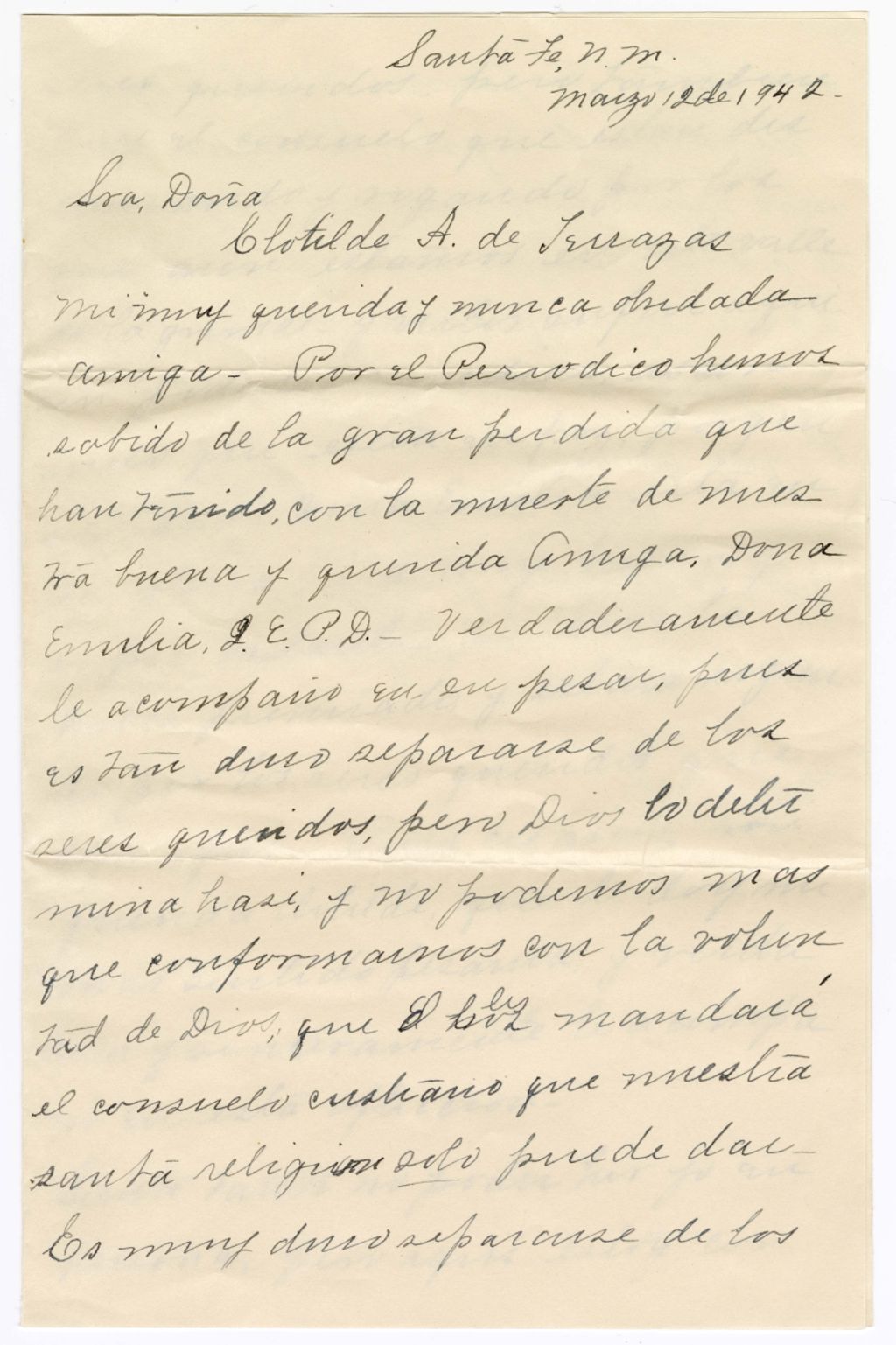 Miniature of Eufrocenia to Clotilde Amador de Terrazas, March 12, 1942